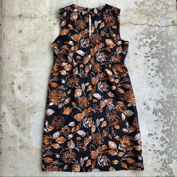 Tibi silk brown black floral sheath dress v-neck 2 - Picture 4 of 4